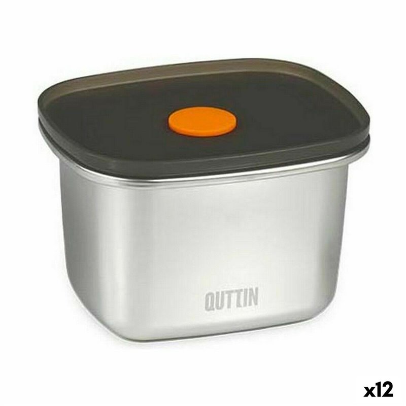 Boîte à lunch hermétique Quttin Acier inoxydable Rectangulaire 450 ml 11,6 x 9,4 x 7 cm (12 Unités)