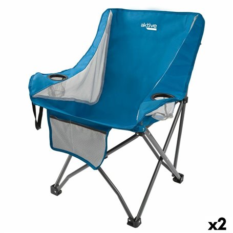 Chaise de camping pliante Aktive Bleu 48 x 86 x 50 cm (2 Unités)