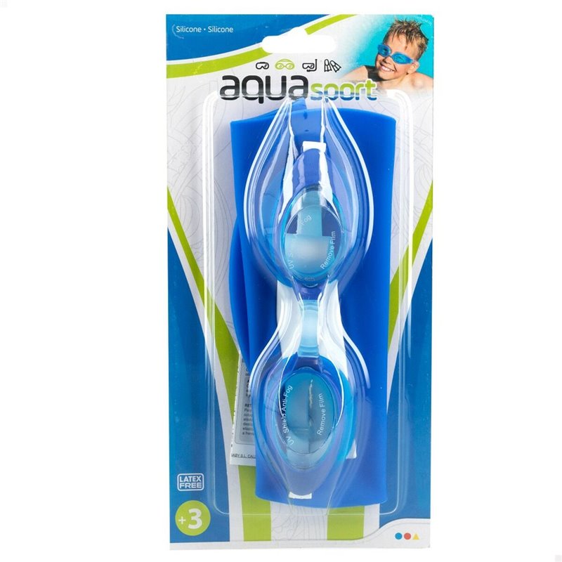 Image secondaire de Bonnet et lunettes de bain AquaSport Bleu Enfant Plastique (12 Unités)