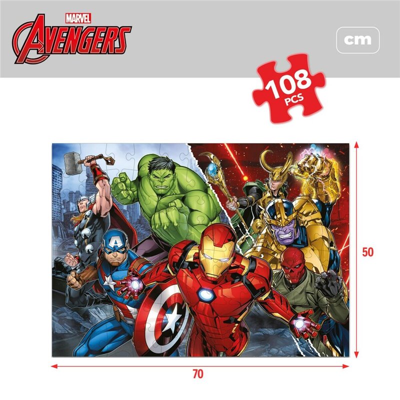 Image secondaire de Puzzle Enfant The Avengers Double face 108 Pièces 70 x 1,5 x 50 cm (6 Unités)