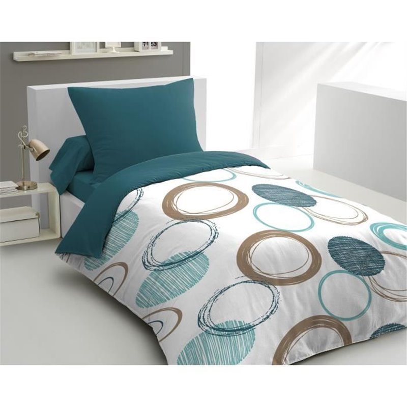 Housse de Couette Home Linge Passion Vert Cercles 140 x 200 cm