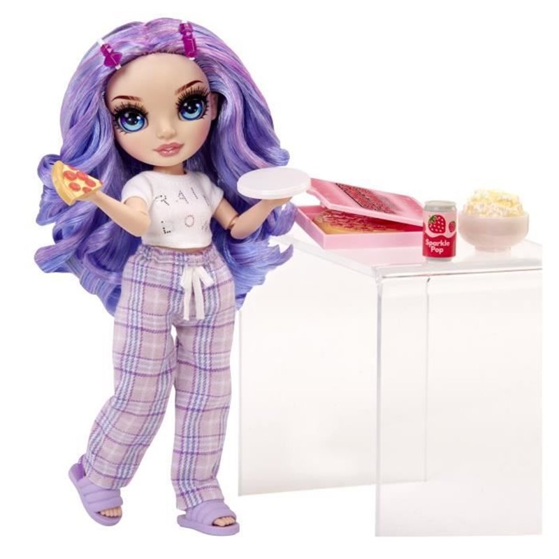 Image secondaire de Junior High Pyjama Party - Poupée mannequin articulée 22 cm - Violet (Violet) - Nombreux accessoires - à partir de 4 ans