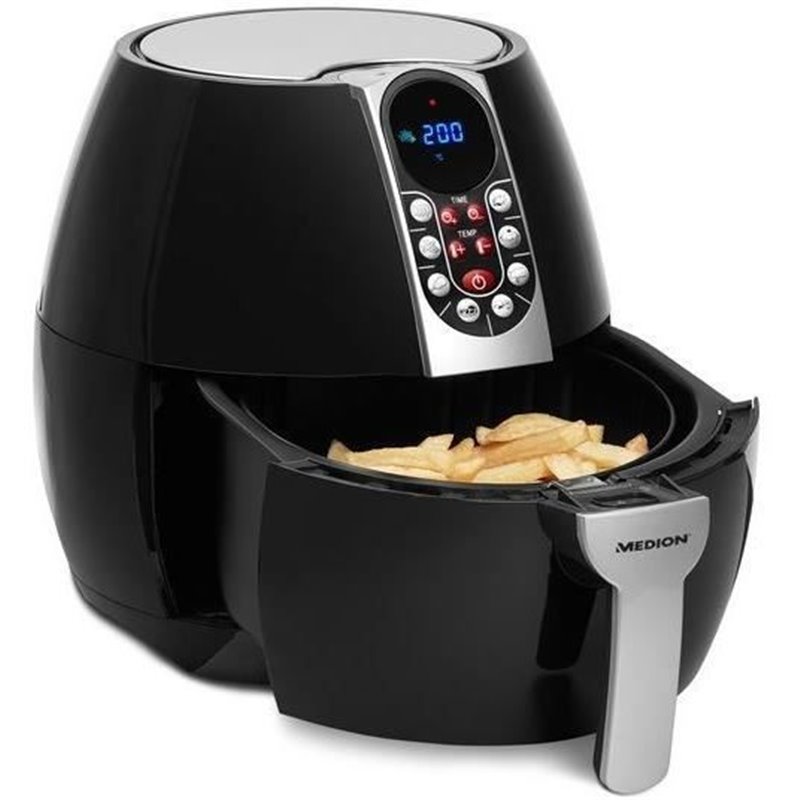 Medion MD E10 S - Airfryer - 2.8 L - 1500 W - Programmes automatiques - Frire sans huile - Poignée froide au toucher - Noir