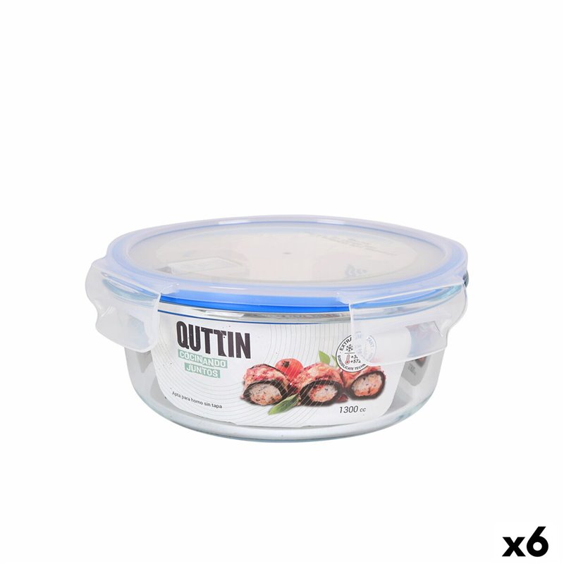 Boîte à lunch hermétique Quttin Ronde 1,3 L (6 Unités)