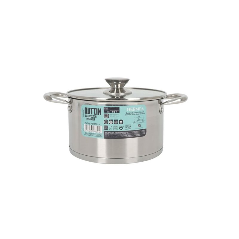 Image secondaire de Casserole avec couvercle en verre Quttin Hermes Acier 3 L (4 Unités)