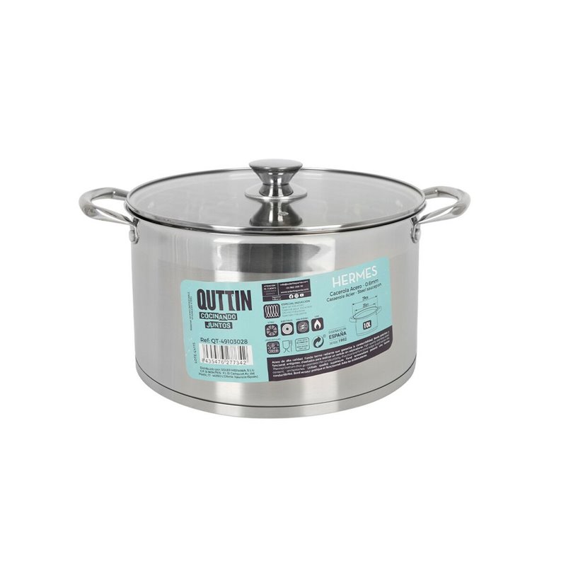 Image secondaire de Casserole avec couvercle en verre Quttin Hermes Acier 10 L (4 Unités)