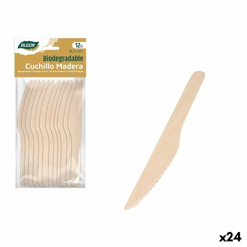 Ensemble de Couteaux Algon Bois 12 Pièces 16,5 cm (24 Unités)