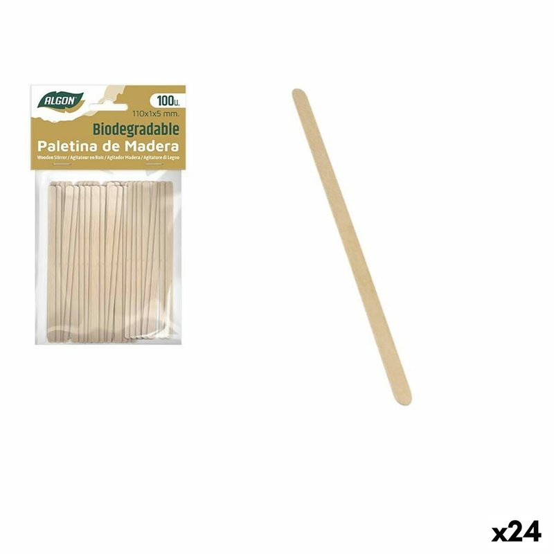 Lot de touillettes de café Algon Bois 100 Pièces 110 x 1 x 5 mm (24 Un