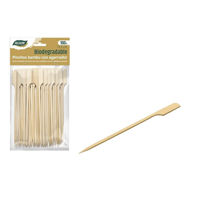 Image secondaire de Ensemble de brochettes pour barbecue Algon Bambou 100 Pièces 13,5 cm (18 Unités)