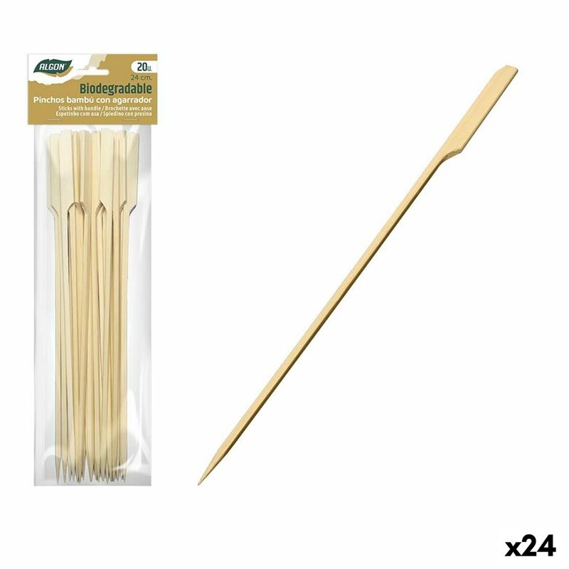 Ensemble de brochettes pour barbecue Algon Bambou 20 Pièces 24 cm (24 Unités)