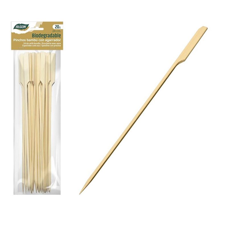 Image secondaire de Ensemble de brochettes pour barbecue Algon Bambou 20 Pièces 24 cm (24 Unités)