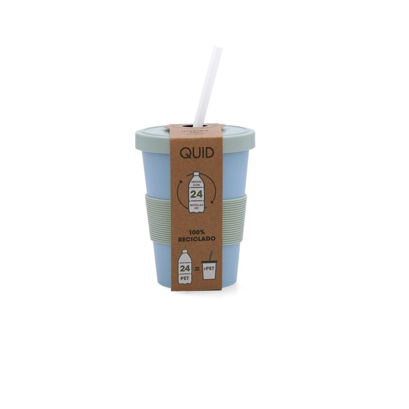 Image secondaire de Verre avec Paille Quid Inspira Avec couvercle 480 ml Bleu Plastique (12 Unités)