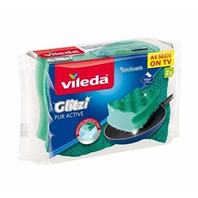 Tampon à récurer Vileda Glitzi Pur Active Vert Polyuréthane 60 x 4 x 9