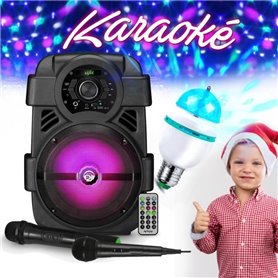 Karaoké Enfant 400W - à LED Karaoké SONO DJ Batterie - USB/Bluetooth +