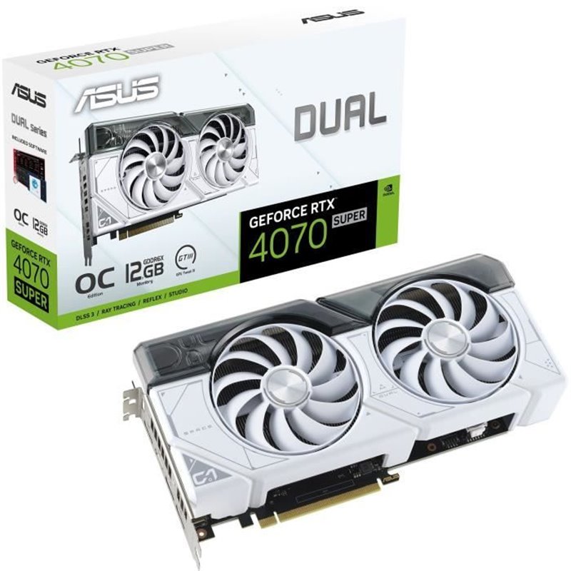 Asus Dual -RTX4070S-O12G-WHITE Nvidia GeForce RTX 4070 SUPER 12 Go GDDR6X