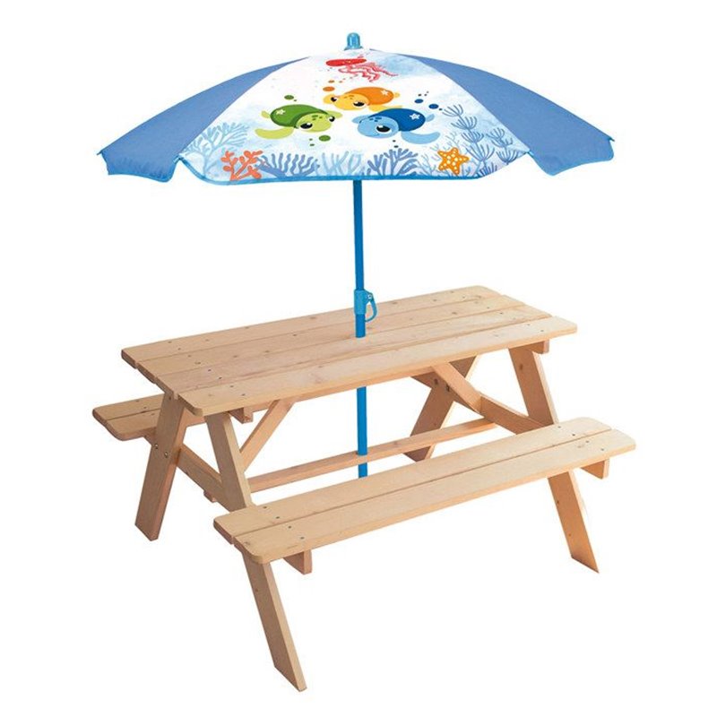 Table de pique-nique Fun House Marron Parasol (125 x ø 100 cm)