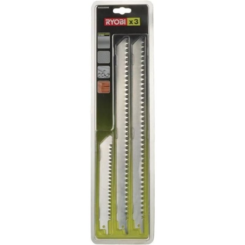 Lames de scie sabre Ryobi - 3 lames en acier inox grande longueur 300 