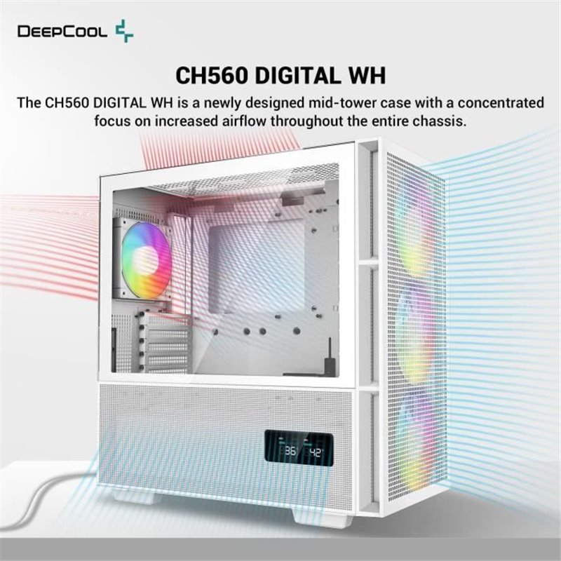 Image secondaire de Boîtier ATX semi-tour DEEPCOOL CH560 DIGITAL WH Blanc Multicouleur