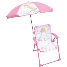 FUN HOUSE Licorne Chaise pliante camping avec parasol - H.38.5 xl.38.5