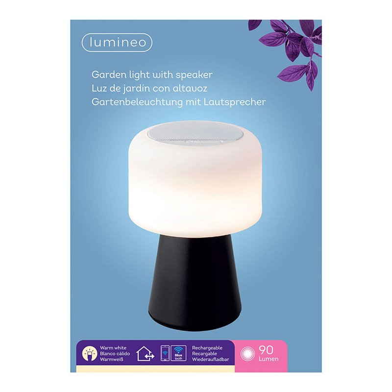 Image secondaire de Lampe LED avec haut-parleur Bluetooth et chargeur sans fil Lumineo 894415 Noir 22,5 cm Rechargeable