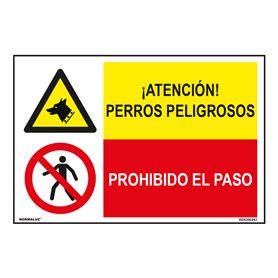 Panneau Normaluz Perros Peligrosos / Prohibido El Paso 60 x 40 cm