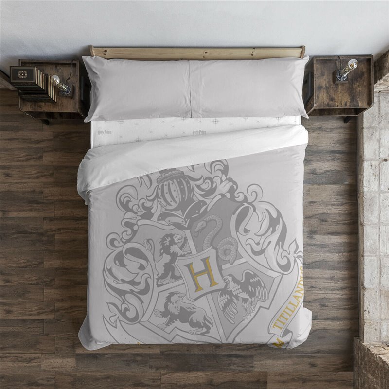 Housse de Couette Harry Potter Hogwarts Gris Multicouleur 175 Fils 140 x 200 cm Lit 1 personne