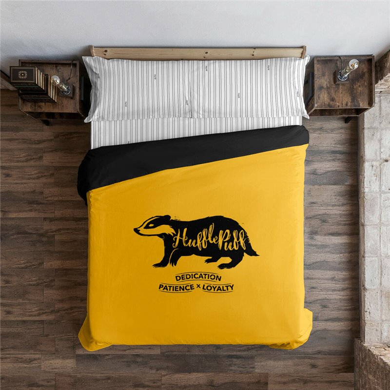 Housse de Couette Harry Potter Hufflepuff Values Jaune Multicouleur 175 Fils 220 x 220 cm Lit 2 personnes