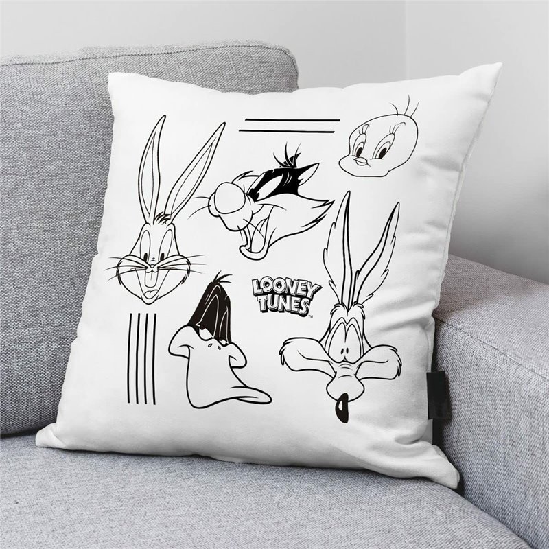 Image secondaire de Housse de coussin Looney Tunes Looney B&w B Blanc Multicouleur 45 x 45 cm