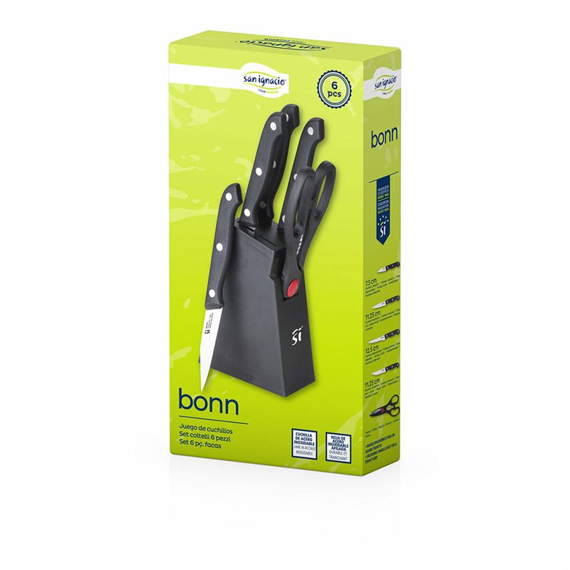 Image secondaire de Ensemble de couteaux de cuisine et support San Ignacio SG-4181 Noir Acier inoxydable 6 Pièces