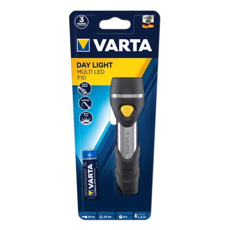 Varta Day Light Multi LED F10 Aluminium, Noir Lampe porte-clés