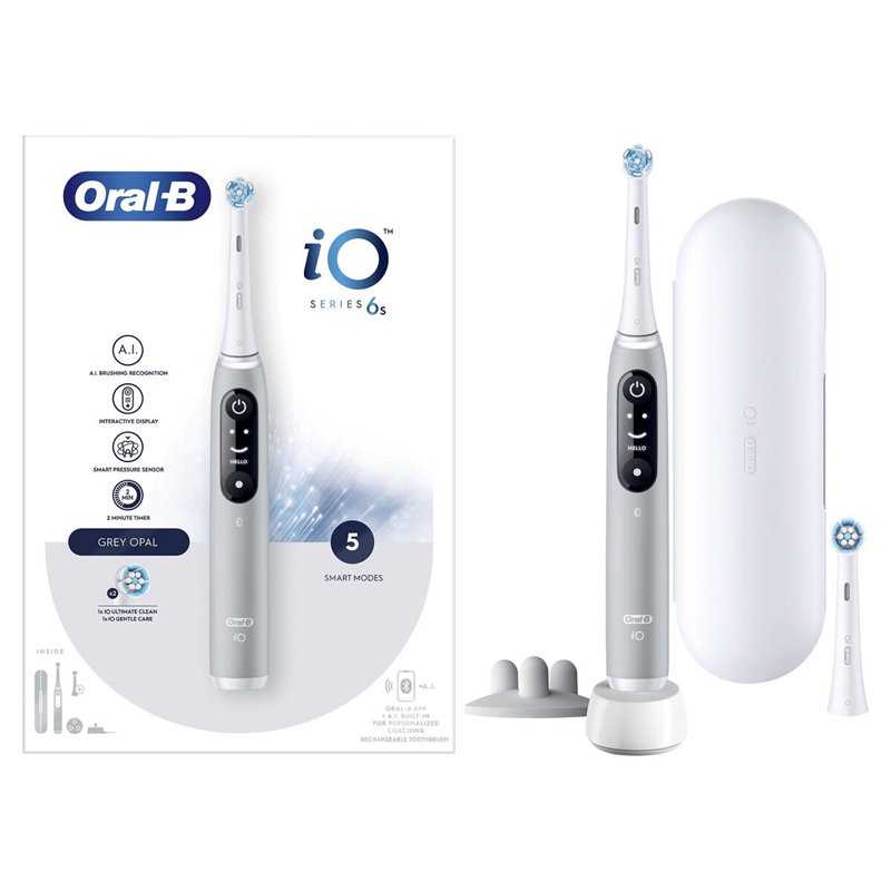 Oral-B iO 6S Adulte Brosse à dents vibrante Gris, Blanc