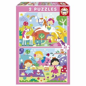 Set de 2 Puzzles Educa Fantasy world 48 Pièces