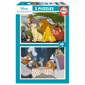 Set de 2 Puzzles Disney Lion King and Lady and the Tramp 48 Pièces