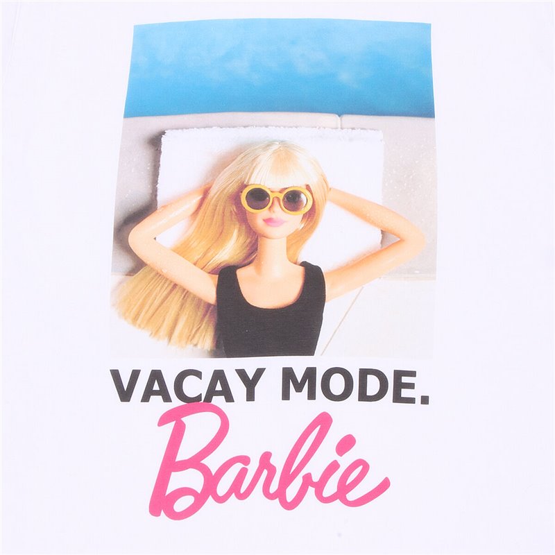 Image secondaire de T shirt à manches courtes Barbie Vacay Mode Blanc Unisexe