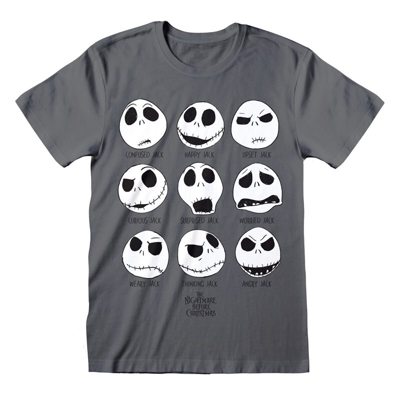 T-Shirt à manches courtes unisex The Nightmare Before Christmas Many Faces Gris foncé