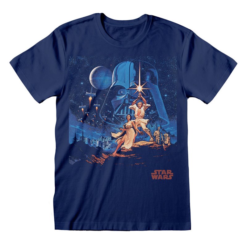 T-Shirt à manches courtes unisex Star Wars New Hope Vintage Noir