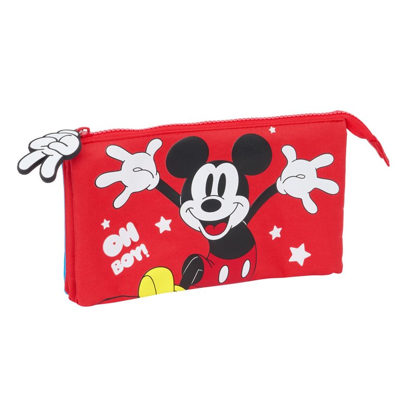 Trousse Fourre-Tout Triple Mickey Mouse Fantastic Bleu Rouge 22 x 12 x 3 cm