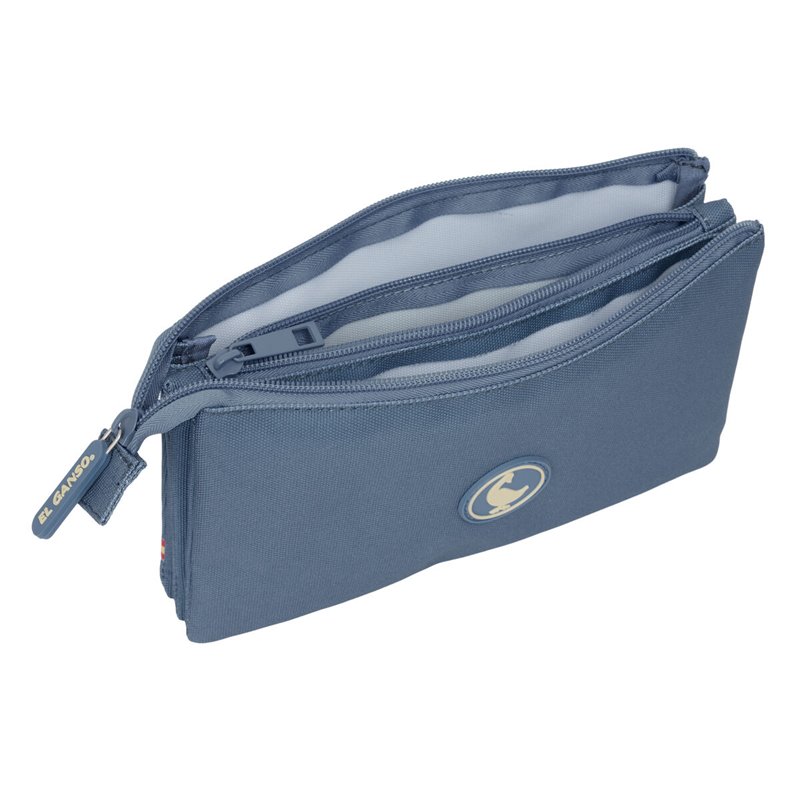 Trousse Fourre-Tout Triple El Ganso Bleu 22 x 12 x 3 cm