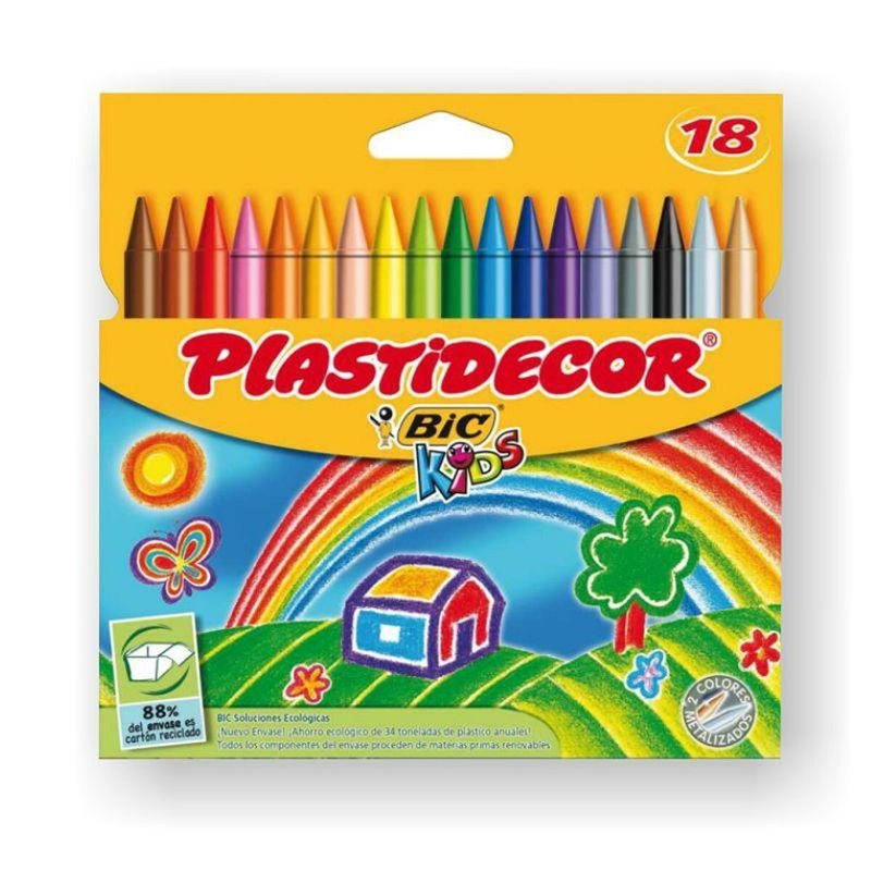 Image secondaire de Crayons gras de couleur Plastidecor Multicouleur (12 Unités)