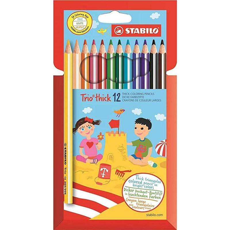 Image secondaire de Crayons de couleur Stabilo Trio Tick Multicouleur (6 Unités)