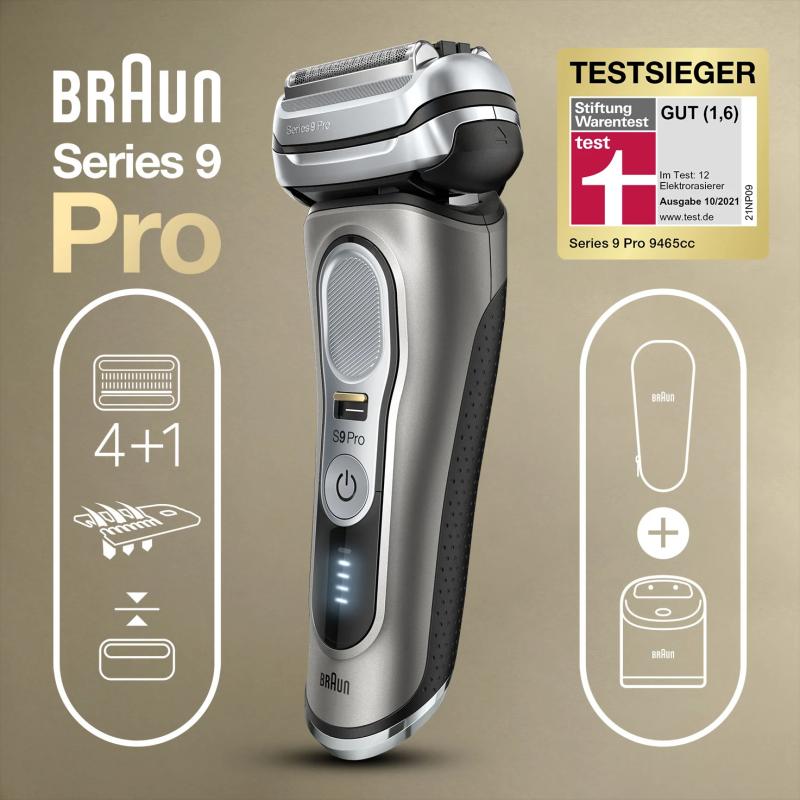 Braun Series 9 Pro 9485cc Rasoir à grille Tondeuse Noir, Argent