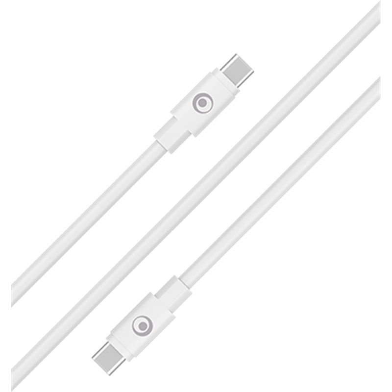 Câble USB C/USB C 2m Blanc - 5A - 100% Plastique recyclé Bigben