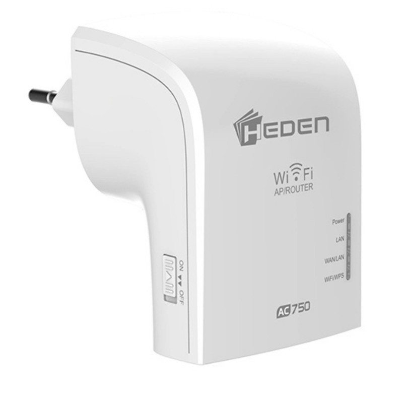 Répéteur WiFi HEDEN AC750 Dual Band 2.4Ghz / 5GHz, 2 Ports RJ45, Blanc