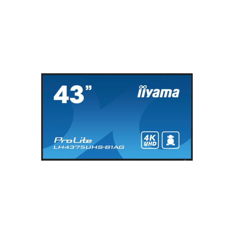 Iiyama LFD 43 dalle IPS 24/7 4K 3840x2160 16:9 3xHDMI 2xUSB(2.0) LAN RS-232 DP 