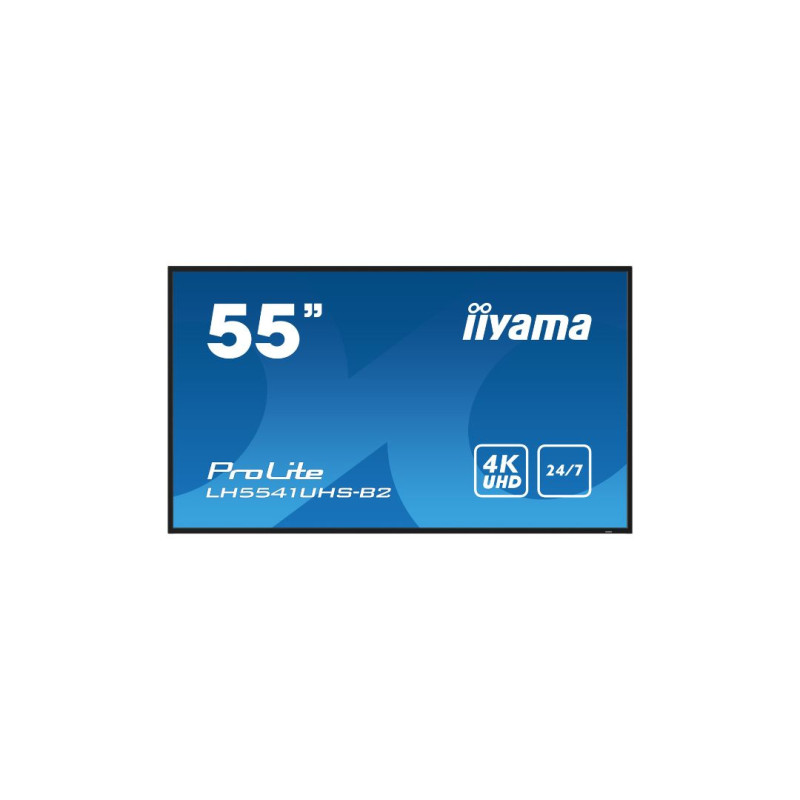 Iiyama LFD 54.6 dalle IPS 4K UHD 3840x2160 24/7 1xVGA 3xHDMI 1xUSB 2.0 HPs 500 