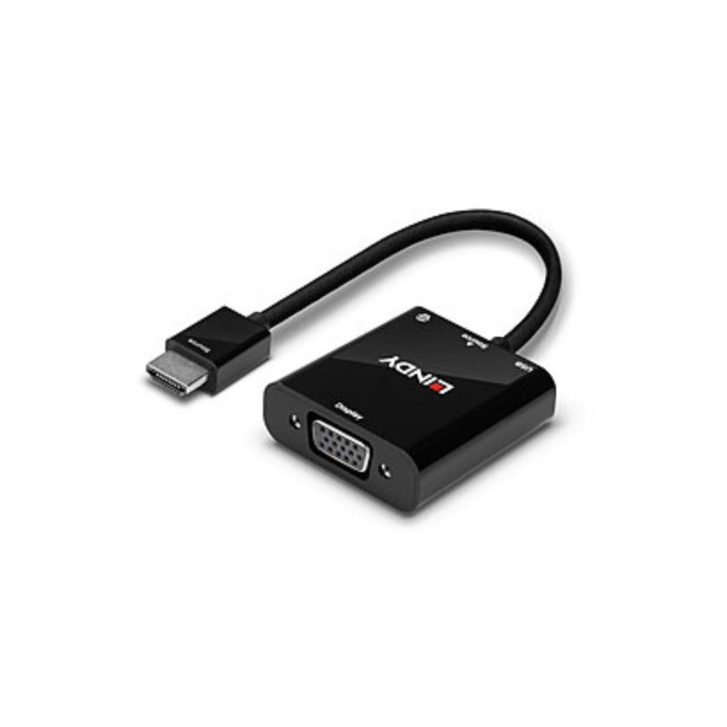 Lindy 38285 câble vidéo et adaptateur 0,1 m HDMI Type A (Standard) VGA (D-Sub) Noir
