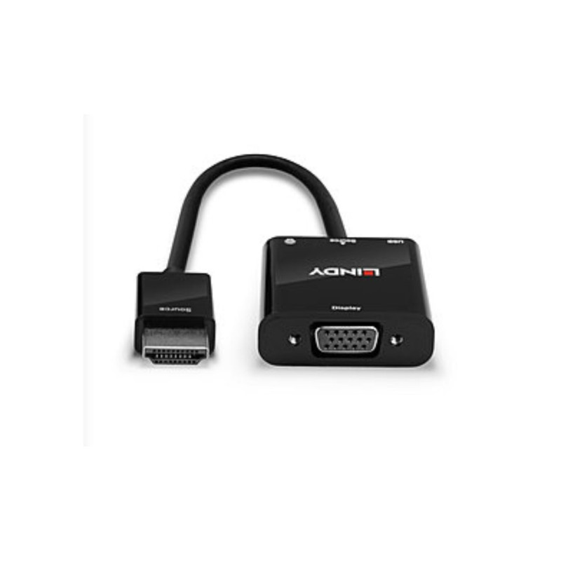 Image secondaire de Lindy 38285 câble vidéo et adaptateur 0,1 m HDMI Type A (Standard) VGA (D-Sub) Noir