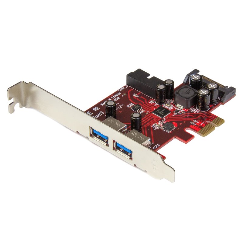 Startech.com Carte contrôleur PCI Express à 4 ports USB 3.0 - 2 externes 2 internes - Adaptateur PCIe avec alimentation SATA