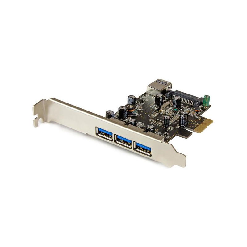 Startech.com Carte contrôleur PCI Express à 4 ports USB 3.0 - 3 externes 1 interne - Adaptateur PCIe USB avec UASP