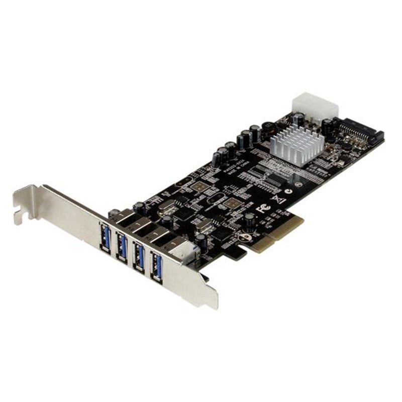 Startech.com Carte Contrôleur PCI Express vers 4 Ports USB 3.0 avec 2 voies dédiés de 5 Gb/s - UASP - Alim SATA / LP4